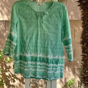 100% Cotton women's LG Emily Daniels lightweight 3/4 length sleeve summer top